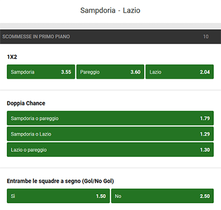 unibet sampdoria lazio 03-12-2017