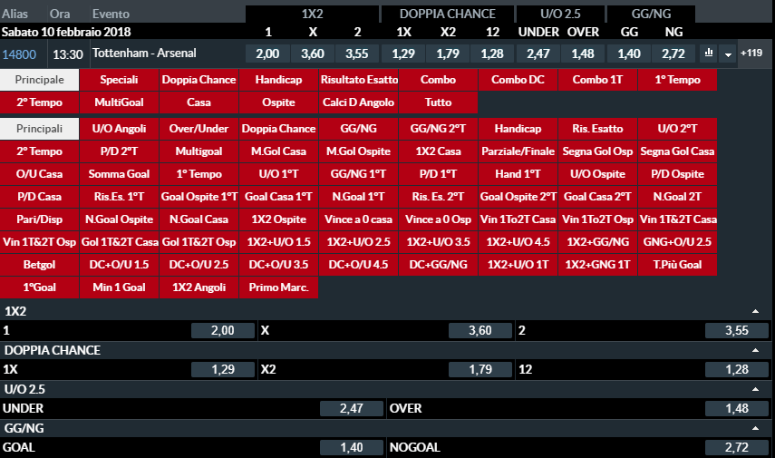 stanleybet tottenham arsenal 10-02-2018