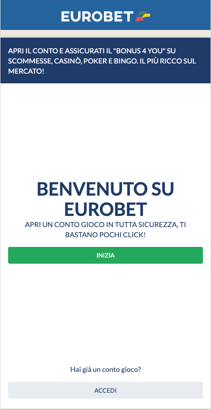 registrazione app eurobet