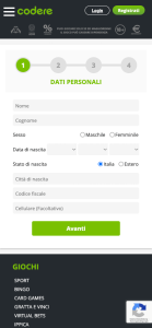 codere registrazione